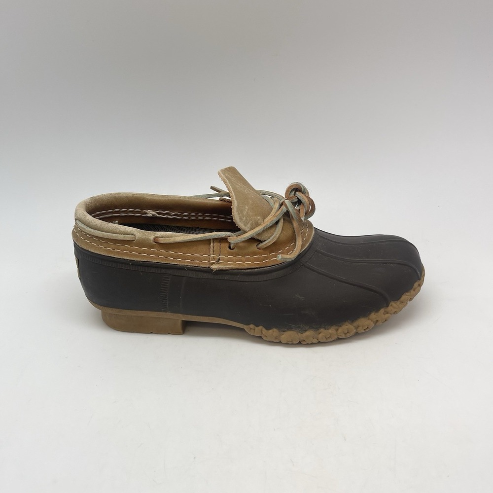 LL Bean Bean‎ Boots Womens 7 Brown Low Leather Duck Boot Waterproof Outdoor USA